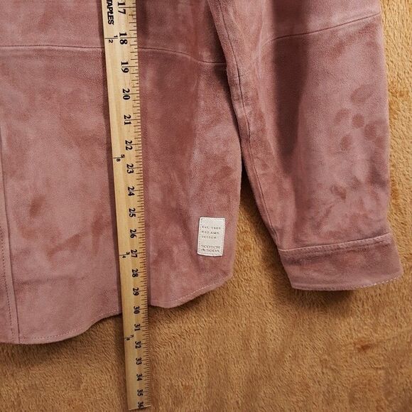 SCOTCH & SODA Shirt Jacket Mens Medium Tan Blush Suede Button Double Pocket $478 - Picture 10 of 11